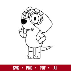 bluey honey outline svg, honey dog svg, bluey svg, cartoon svg, png pdf ai digital file