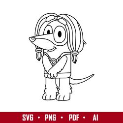 bluey indy outline svg, indy dog svg, bluey svg, cartoon svg, png pdf ai digital file