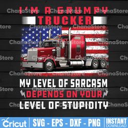 i'm a grumpy trucker png, my level of sarcasm depends on your level of stupidity digital download print,