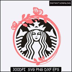 Personalised Starbucks Floral Design | Presized | Cricut Silhouette | Digital Download | SVG PNG | Spring