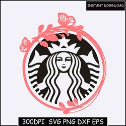 personalised starbucks floral design | presized | cricut silhouette | digital download | svg png | spring