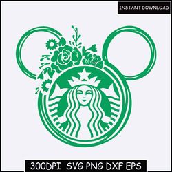 mickey starbuck svg, minnie floral svg, starbuck svg, mickey and minnie svg, starbuck logo svg, venti and tumbler