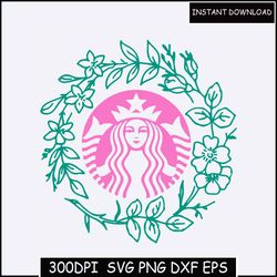 Personalized Starbucks SVG Floral Design Flowers Tumbler Custom Gift Decal pre-sized for Cricut & Silhouette Starbucks