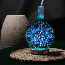 essential oil 3d glass diffuser | mesmerizing aromatherapy ultrasonic diffuser for workspace | stardust glass diffuser