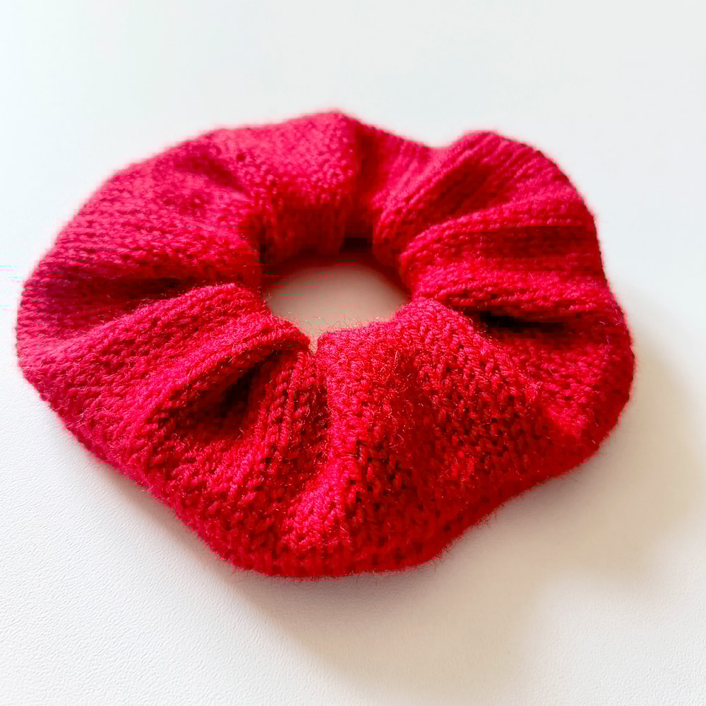 Handknit Red Scrunchies for women Christmas gift for her Gift for women Valentine day gifts Blue Scrunchie