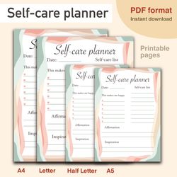 Self-care Checklist, Self-care planner, Self-care Checklist Printable, Self-care template printable, Self-care planner P