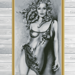 pattern of cross-stitch of a young woman | embroidery of a beautiful girl | scheme cross pattern people | pdf