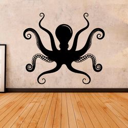 Octopus Sticker Underwater Animal Kraken Wall Sticker Vinyl Decal Mural Art Decor