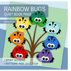 Quiet book page - Felt Rainbow Bugs Sewing Pattern