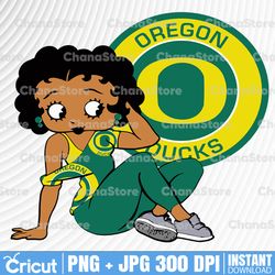 betty boop with oregon ducks png file, ncaa png, sublimation ready, png files for sublimation,printing dtg printing