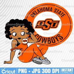betty boop with oklahoma state png file, ncaa png, sublimation ready, png files for sublimation,printing dtg printing
