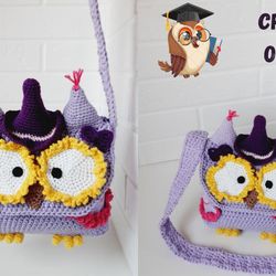 PDF crochet baby owl shoulder bag, owl purse pattern, crochet bag pattern, crochet owl bag, crochet owl mini bag