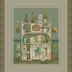 kitchen buffet cross stitch pattern, vintage buffet cross stitch chart, cute cross stitch, counted cross stitch, pdf