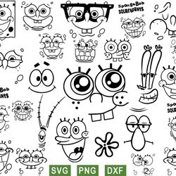 spongebob outline svg, patrick star svg, squidward tentacles svg, plankton svg