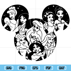 all princess disneyland svg cricut, disney svg, mouse head svg