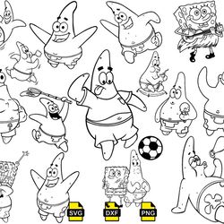 patrick star outline svg, spongebob svg, patrick star svg, squidward tentacles svg