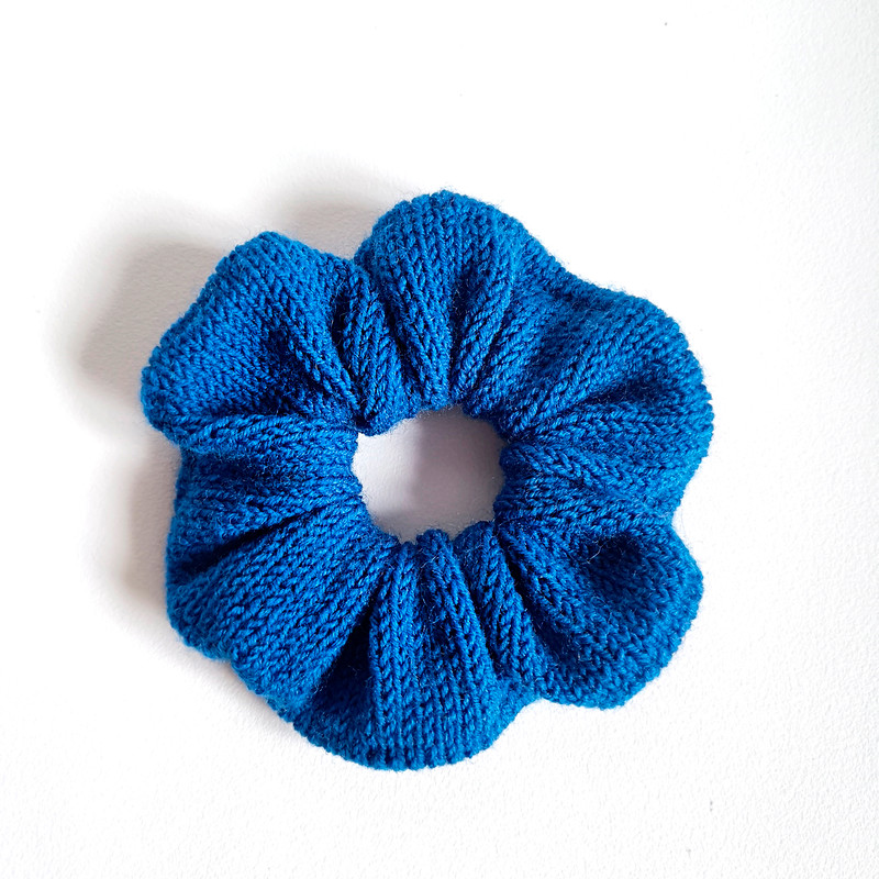 Handknit Blue color Scrunchies for women Christmas gift for her Gift for women Valentine day gifts Blue Scrunchie