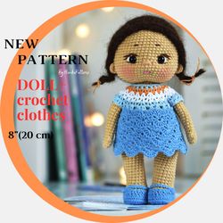 Crochet doll pattern amigurumi doll 8 inch (20 cm)