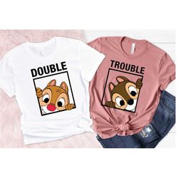 double trouble shirt, chip and dale shirt, disney couple shirt, disney family sweatshirt, disney matching shirt, honeymo