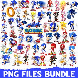 Sonic Bundle PNG, Sonic PNG Clipart, Sonic The Hedgehog, Sonic Birthday Print, Sonic Gifts, Sonic Cake Topper, Sonic PNG
