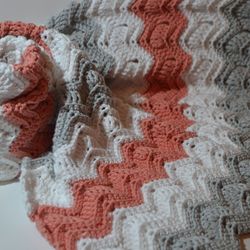Baby blanket Crochet pattern Ripple textured blanket Chevron blanket