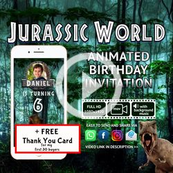 Jurassic World Video Invitation Personalized For you, Animated Invitation, Birthday Invitation, Kids Invitation