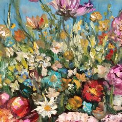 Wild flowers oil painting