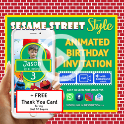 Elmo Video Invitation Personalized For you, Animated Invitation, Birthday Party Invitation, Kids Invitation