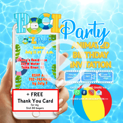Pool Party Video Invitation Personalized For you, Animated Invitation, Birthday Invitation, Kids Invitation