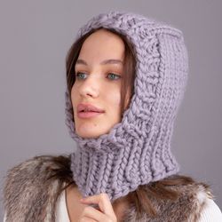 Balaclava made of thick wool. Gray color