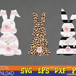 leopard easter bunny rabbit trio cute easter day svg, eps, png, dxf, digital download
