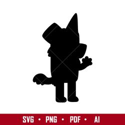 bluey mackenzie silhouette  svg, mackenzie dog svg, bluey svg, cartoon svg, png pdf ai digital file