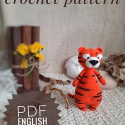 crochet pattern animal tiger soft toy. soft toy for children.