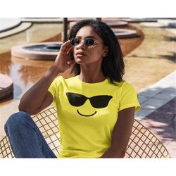 emoticon sunglasses smile face womens t-shirt