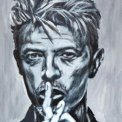 David Bowie Original Wall Art, David Bowie Original Painting, Portrait Man Celebrity Wall Art, David Bowie Iconic Art
