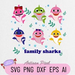 family shark bundle svg, family matching shirts svg, birthday shark svg, shark birthday svg, shark doo doo svg, png, dxf