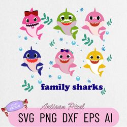 Family Shark Bundle SVG, Family Matching Shirts Svg, Birthday Shark Svg, Shark Birthday Svg, Shark Doo Doo Svg, PNG, DXF