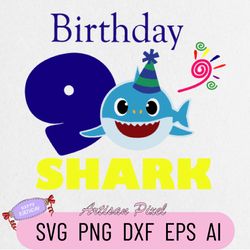 9th Birthday Shark Svg, Shark Birthday Svg, Shark Doo Doo Svg, Shark Kids Svg, Birthday Svg, Birthday Boy Svg Files, Cri