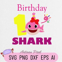 1st Birthday Shark Svg, Shark Birthday Svg, Shark Doo Doo Svg, Shark Kids Svg, Birthday Svg, Birthday Girl Svg Files, Cr