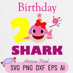 2nd Birthday Shark Svg, Shark Birthday Svg, Shark Doo Doo Svg, Shark Kids Svg, Birthday Svg, Birthday Girl Svg Files, Cr