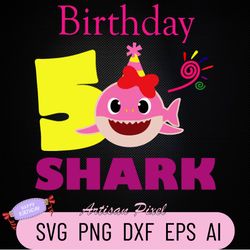 5th Birthday Shark Svg, Shark Birthday Svg, Shark Doo Doo Svg, Shark Kids Svg, Birthday Svg, Birthday Girl Svg Files, Cr