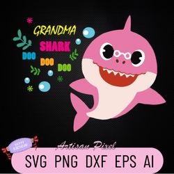 Grandma Shark Svg, Shark Svg, Shark Grandma Boy Svg, Shark Grandma Girl Svg, Shark do do do, Grandma Shirt Design, Silho