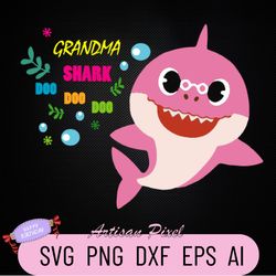 grandma shark svg, shark svg, shark grandma boy svg, shark grandma girl svg, shark do do do, grandma shirt design, silho