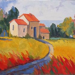 Fall in Toscana 15,8*12'' 40*30 cm by Andriy Stadnyk Oil Painting Landscape