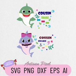 cousin shark svg, shark svg, shark cousin boy svg, shark cousin girl svg, shark do do do, cousin shirt design, silhouett