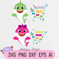 brother shark svg, shark svg, shark brother boy svg, shark brother girl svg, shark do do do, brother shirt design, silho
