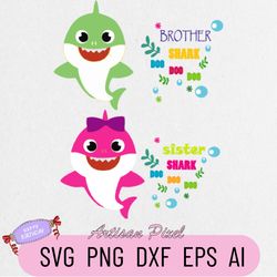 Brother Shark Svg, Shark Svg, Shark Brother Boy Svg, Shark Brother Girl Svg, Shark do do do, Brother Shirt Design, Silho