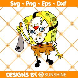 Spongebob Jason Voorhees SVG, Horror Scary Spongebob SVG, Spongebob Halloween SVG, Horror Halloween Svg, File For Cricut