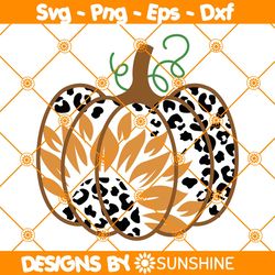 Leopard Pumpkin Svg, Fall Sunflower Pumpkin Cheetah Svg, Thanksgiving Svg, Halloween Svg, File For Cricut