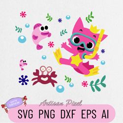 baby shark pinkfong svg, baby shark party svg, baby shark svg